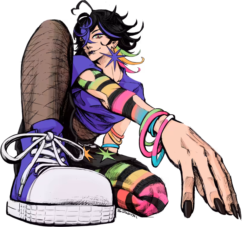 photo of cos.place mascot Cosmo showing off their shoes