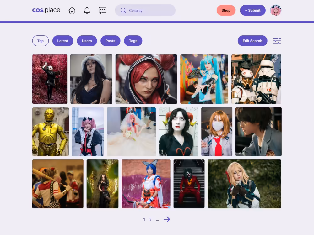 screenshot of cos.place's feed